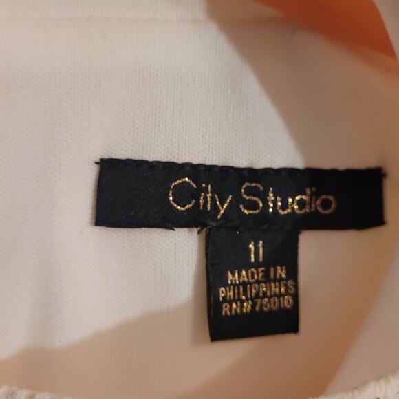 City Studio Ivory Silver Sparkle Fit & Flare Dress 11 Jr Holiday Party Princess - Picture 6 of 11